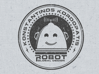 Logo for a portfolio site gui happy robot happyrobot logo retro robot space web website