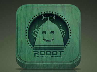 iOS Icon - Robot Global Design icon ios ipad iphone wood