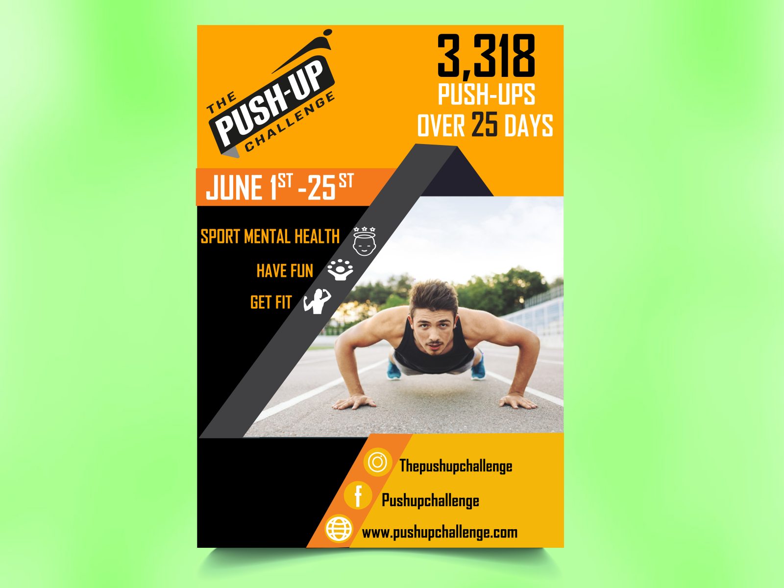 pushup challenge poster by Shorat on Dribbble