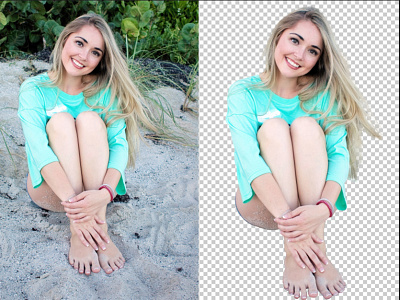 Sea beach Girl hair masking and background removal