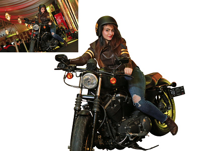 Model girl with her bike background removal