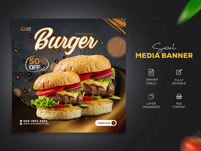Burger Social Media Banner burger burger social media banner creative design professional socialmedia socialmediapost