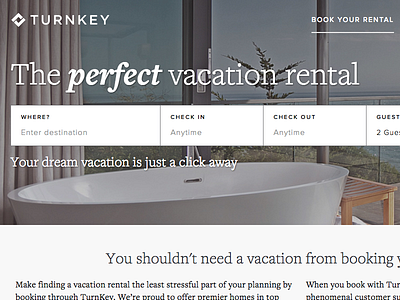 TurnKey Vacation Rentals Page hero banner vacation web webpage website