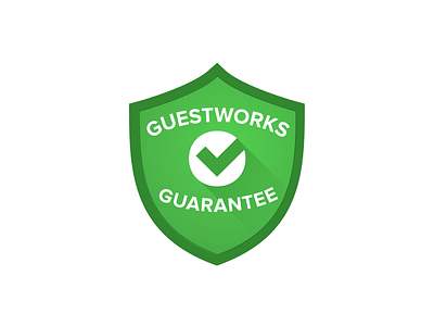 GuestWorks Gaurantee badge clean design gradient illustration logo logo design material design modern simple