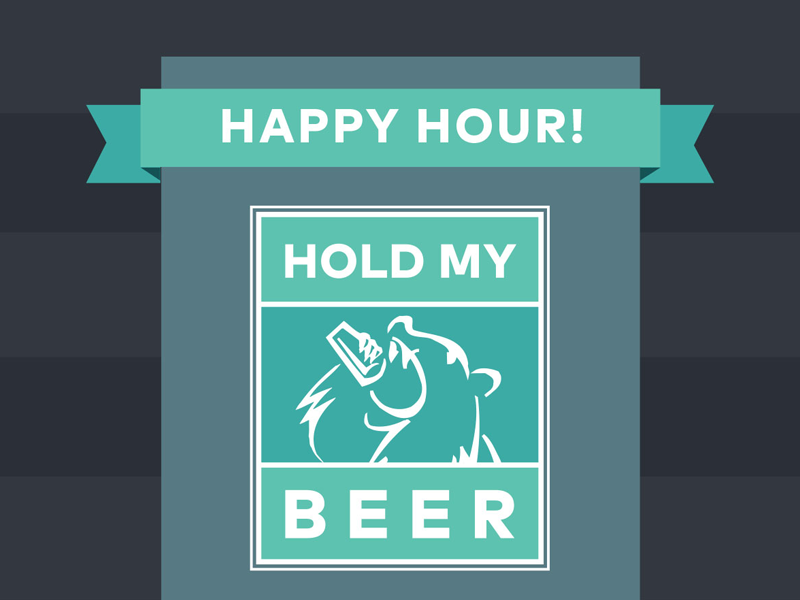Hold My Beer event logo event beer material design logo teal banner bear happy hour