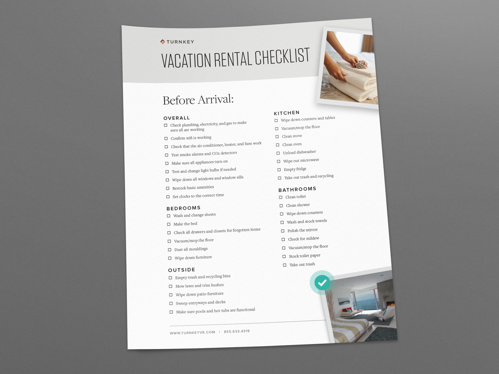 Vacation Rental Checklist by DeSart Studios for TurnKey Vacation