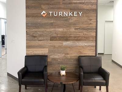 TurnKey Logo Wall at Austin, TX Headquarters branding design interior interior design logo