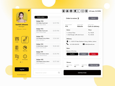 Food Ordering Dashboard dashboard design food app uidesign webdesign yellow