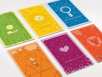 Core Value Cards apple branding cards fire heart illustrations lionsun tarot unbounce value