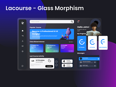 Lacourse - Online Course Dashboard Glass Morphism Edition glassmorphism illustration uidesign uidesigner uiux uxigers web app web designer web ui