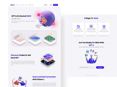 Coind NFT's Website Landing Page crypto design designforhire graphicdesign landingpage landingpages minimalist nft nftlandingpages ui uidesign uidesigner uilandingpage uiux userinterface uxigers web app webdesign webdesigner weeklyui