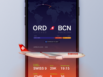 Boarding Pass Concept airplane boarding concept flight ios iphone 7 map pass tracking ui