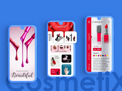 Cosmetix- An eCommerce App app app design beauty beauty app beauty salon colorful cosmetic design home screen