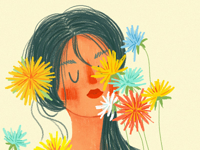 花和女孩 design flower girl illustration illustrator 商业插画