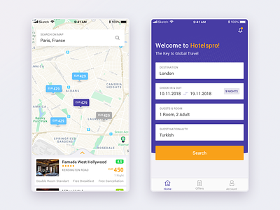 B2B Project - Mobile Version app booking design hotel interaction map mobile mobile app pwa ui ux