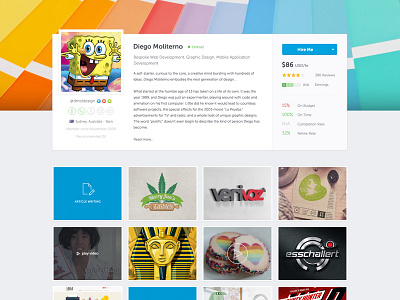 User Profile Page badges edit freelancer gallery profile ui ux widget