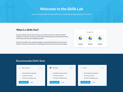 Skills Lab Landing Page cards freelancer landing page ui