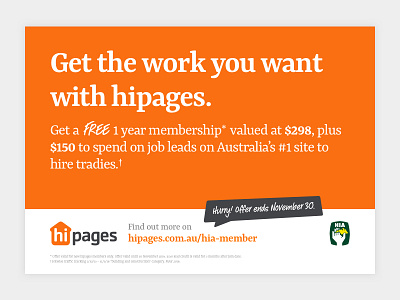 HIA Half Page Magazine Ad hia hipages magazine orange print promo tradies