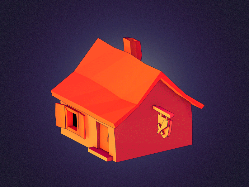 Low poly house 3d animation c4d game house low poly rpg