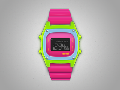 Digtal Watch breo digital watch illustration neon retro watch wrist watch