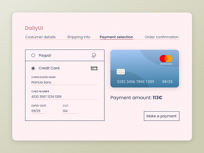 Daily UI Design #002 · Credit Card Checkout art daily ui dailyui dailyuichallenge design design art designer illustration ui uidesign