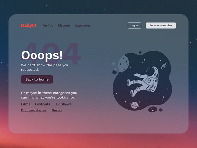 Daily UI Design #008 · 404 Page error screen