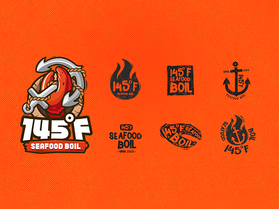 145 ℉ Seafood Boil | Branding art branding crab design icon illustration logo logo design seafood typography