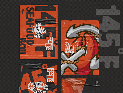 145 ℉ Seafood Boil | Branding art branding crab design icon illustration illustrator logo logo design typography