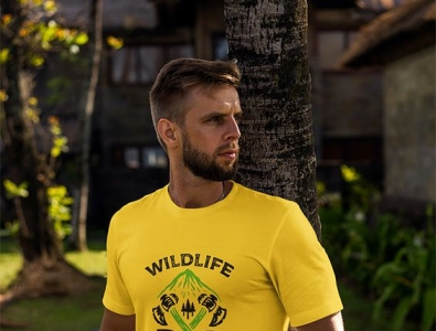 Wildlife Yellow Color Rounded Neck Cotton T-Shirt customized customizedcap design your own t shirt designyourown personalized printed t shirt tees