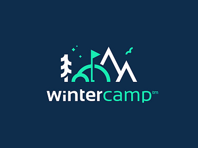 WINTER CAMP camp flag geometric igloo logo mountain poland polish snow sport winter