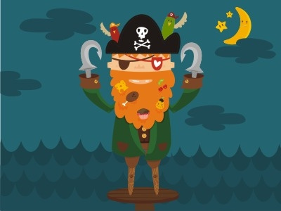 Captain Food Beard character cute food funny illustration pirate
