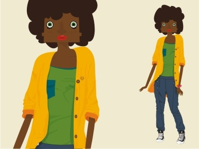 Rashonda character chick design fashion girl hipster illustration kidult