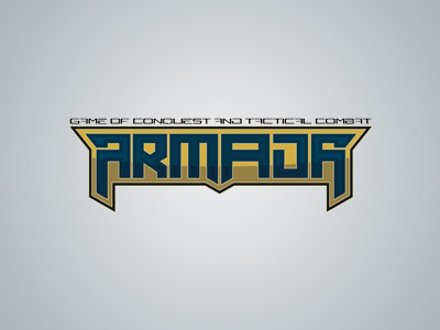 Armada Game of Conquest and Tactical Combat boardgame card game logo sci fi tcg typography vector