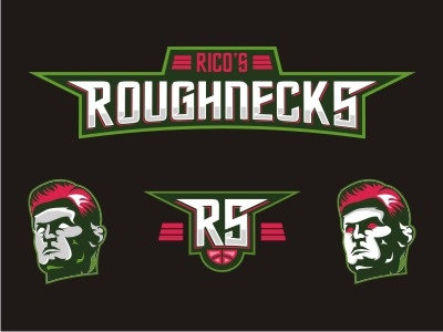 Roughnecks Army Neon Red logo mascot sport team vector wip