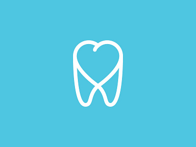 Dental Care blue care dentist heart logo tooth