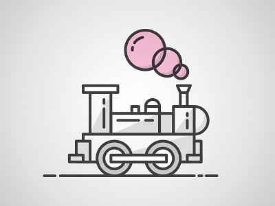 Blowing Bubbles bubble gum illustration monoline pink train