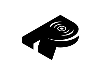 Music logo branding icon identity isometric letter logo minimal r simple vinyl