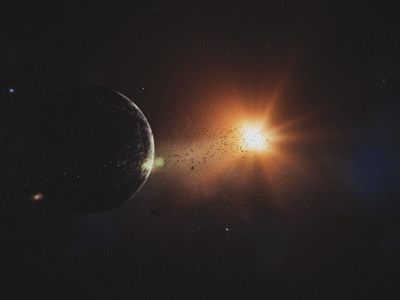 Planet 3d after effects animation astroids gif motion planet space mograph stars sun