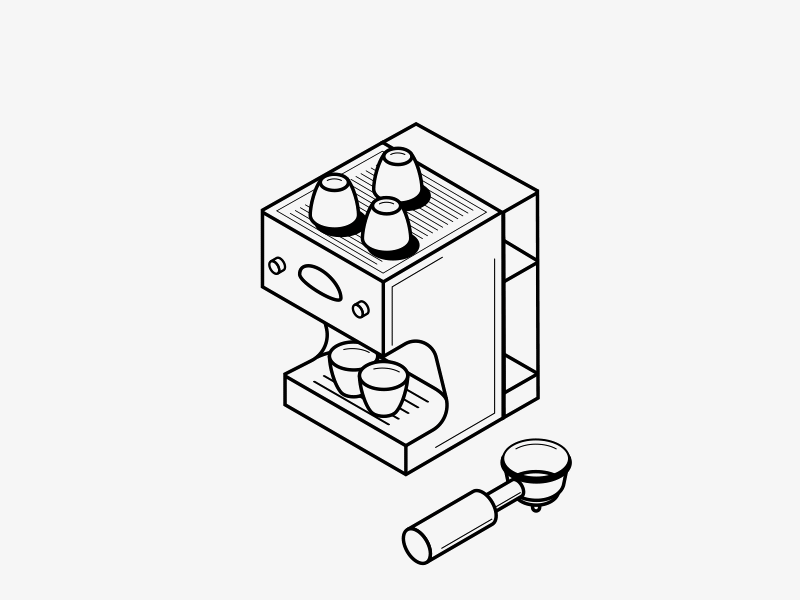 Morning shots 2d after effects animation coffee espresso gif isometric line art loop mograph vector