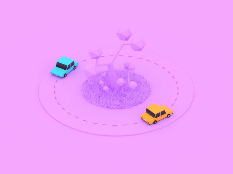 Roundabout 3d after effects animation car concept gif loop