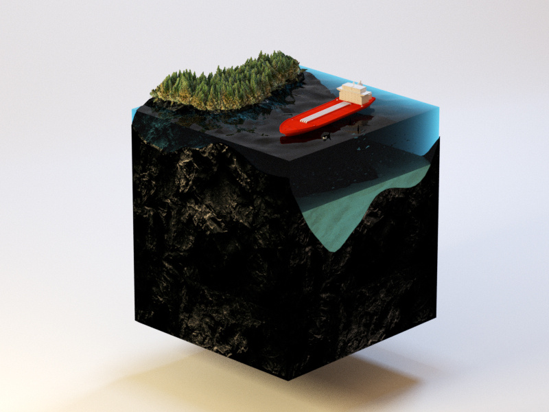 West coast vibes 3d orca ship isometric cinema4d