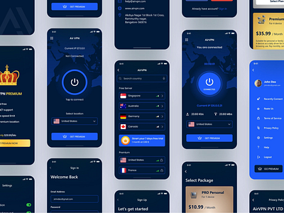 VPN App UI Kit by Uaxe Labs - UI UX Design Agency on Dribbble