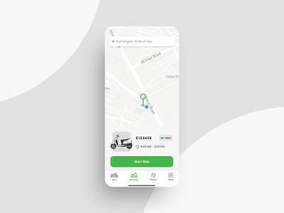 Ride Screen 1 ( light theme ) app app design booking booking app dark ui design escooter flat interface location micromobility minimal mobile travel ui ui design uiux ux uxdesign