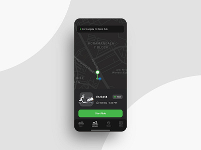 Ride Screen 1 ( dark theme ) adobexd app app design booking app design flat interface location micromobility minimal travel ui ui design uiux