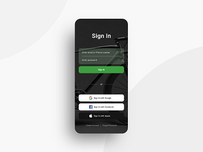 Sign In UI ( Cycle Renting App ) adobe xd android app app design booking app design interface ios log in mobile sign in sign up ui ui design uiux