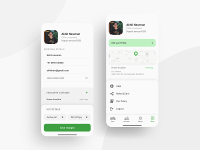 Rent an eScooter - Profile section ( light theme )