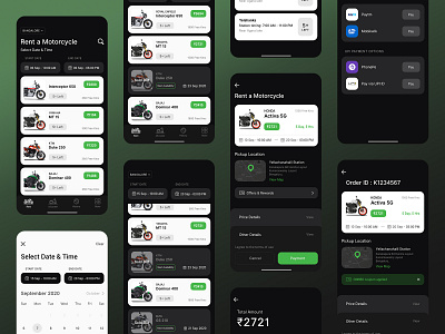 Two wheeler Renting App  - Gasoline section ( dark mode )