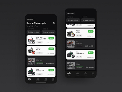 Bike / Scooters list - Two wheeler Renting App