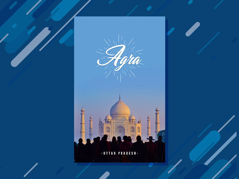 Travel poster 5 | Agra tajmahal travel search poster minimal location flat design