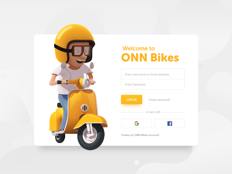 Website - Login page rental bike work design ui page layout website illustration landing popup login